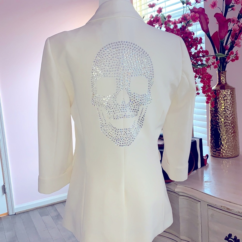 100% Authentic Philipp plein Swarovski Crystal Scull Blazer